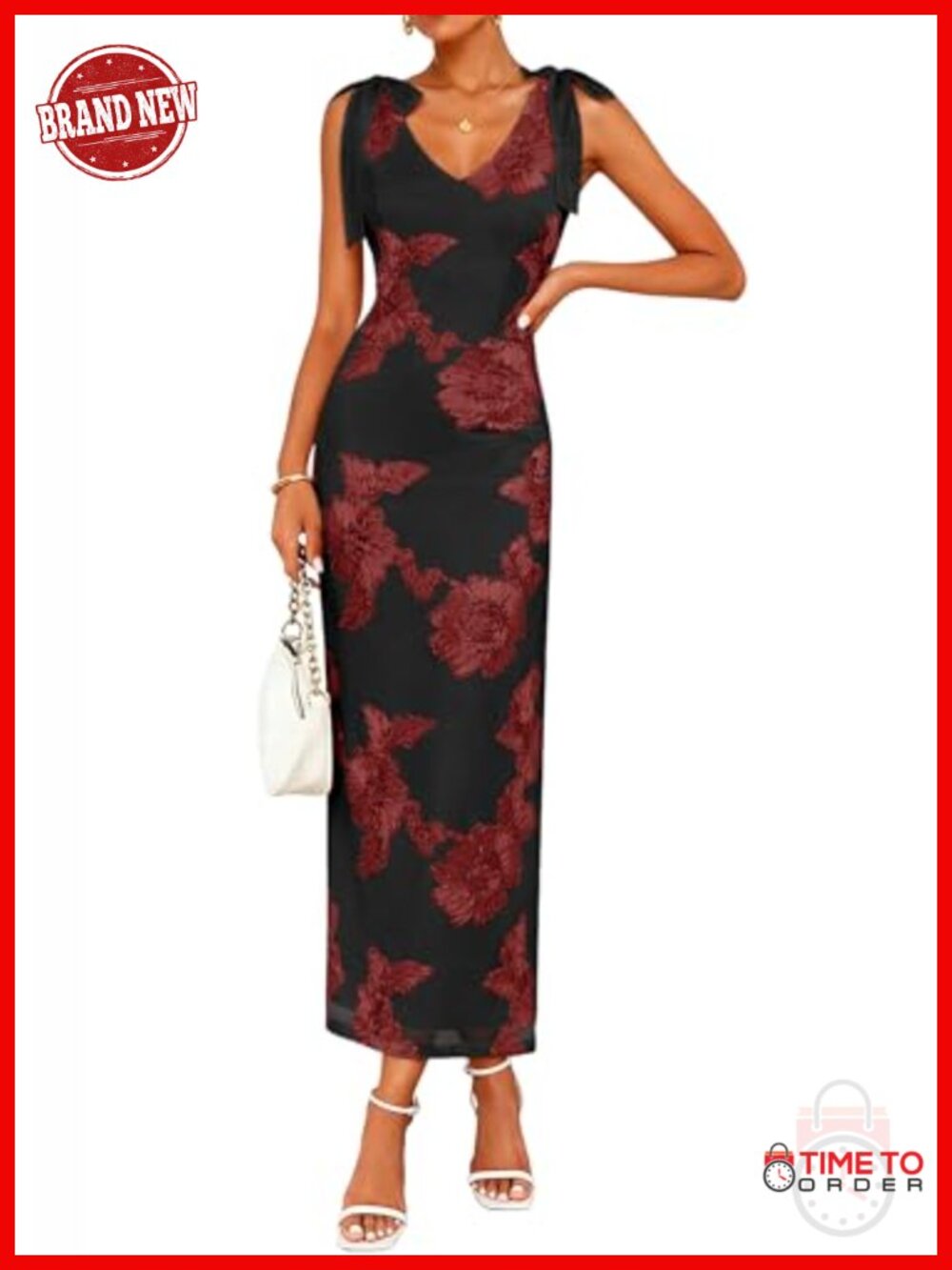 Lazysmile Women's Floral Embroidered Backless Maxi Cocktail Dress Wedding Guest